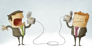 man talking into a tin can while another man listens